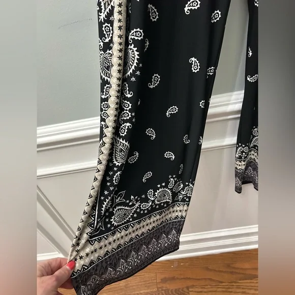 Belle by Kim Gravel Black and White Paisley Wide Leg Pants - Picture 2 of 3